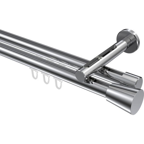Gardinenstange mit Innenlauf Chrom, Aluminium / Metall 20 mm Ø Siteno Sitra, 2-läufig