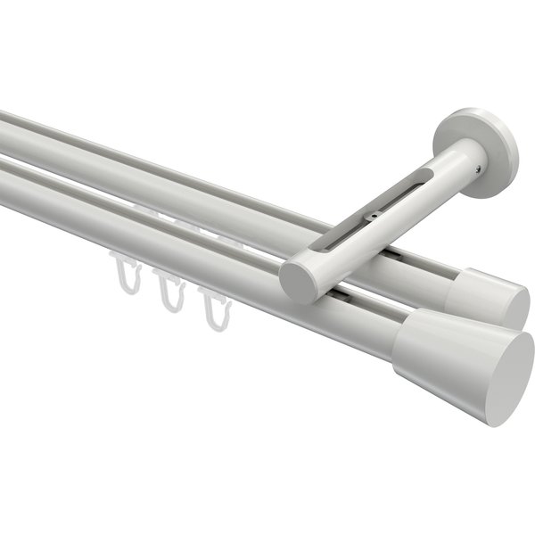 Gardinenstange mit Innenlauf Weiß, Aluminium / Metall 20 mm Ø Siteno Sitra, zweiläufig