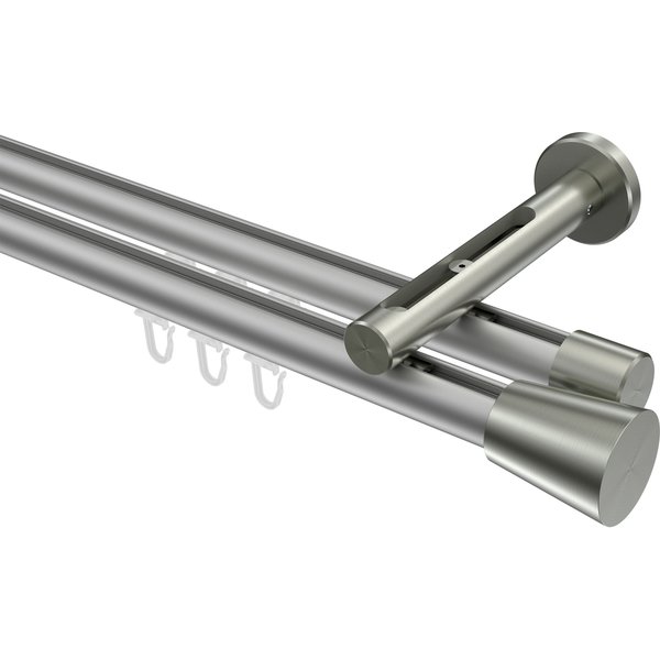 Innenlaufstange Silbergrau / Edelstahl-Optik, Aluminium / Metall 20 mm Ø Siteno Sitra, zweiläufig