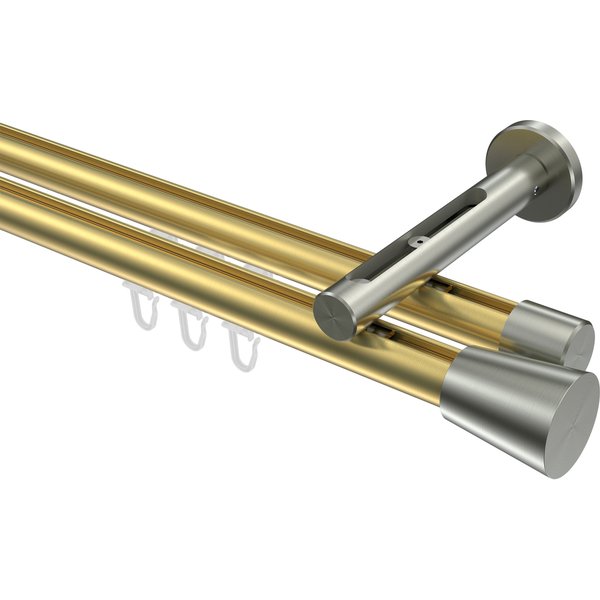 Innenlaufstange Messing-Optik / Edelstahl-Optik, Aluminium / Metall 20 mm Ø Siteno Sitra, 2-läufig
