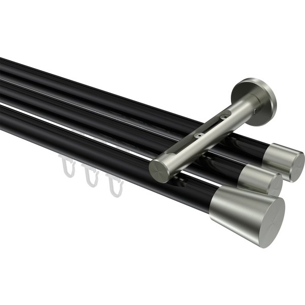 Innenlaufstange Schwarz / Edelstahl-Optik, Aluminium / Metall 20 mm Ø Siteno Sitra, dreiläufig