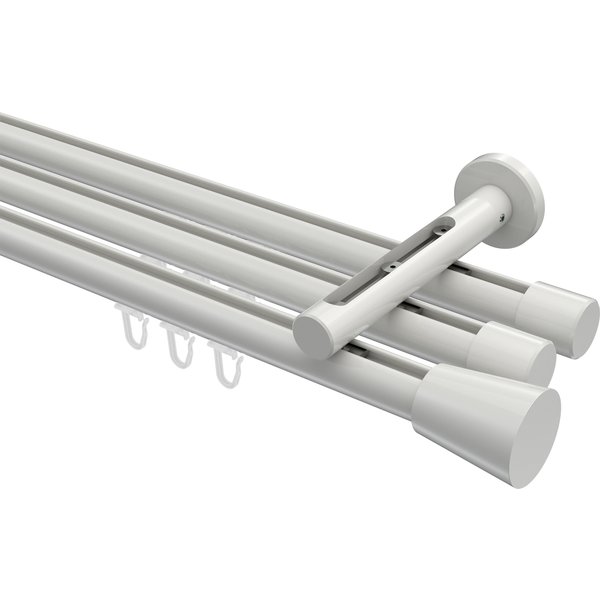 Gardinenstange mit Innenlauf Weiß, Aluminium / Metall 20 mm Ø Siteno Sitra, 3-läufig