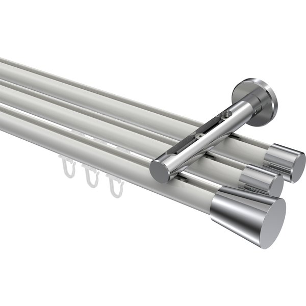 Innenlauf-Vorhangstange Weiß / Chrom, Aluminium / Metall 20 mm Ø Siteno Sitra, dreiläufig