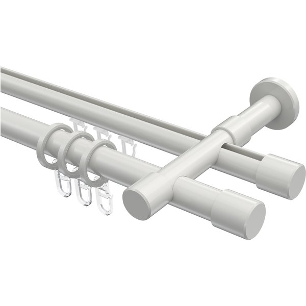 Rundrohr-Innenlauf-Vorhangstange Weiß, Aluminium / Metall 20 mm Ø Prestige Santo, zweiläufig