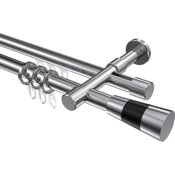 Rundrohr-Innenlauf-Vorhangstangen Chrom, Aluminium / Metall 20 mm Ø Prestige Tanara, zweiläufig