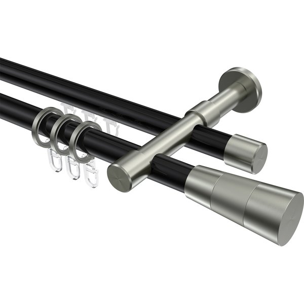 Rundrohr-Innenlauf-Gardinenstangen Schwarz / Edelstahl-Optik, Aluminium / Metall 20 mm Ø Prestige Tanara