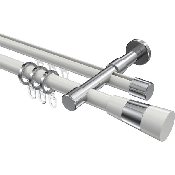 Rundrohr-Innenlaufstangen Weiß / Chrom, Aluminium / Metall 20 mm Ø Prestige Tanara, zweiläufig