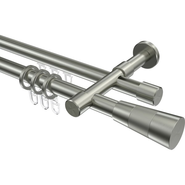 Rundrohr-Innenlauf Gardinenstangen Edelstahl-Optik 20 mm Ø Prestige Tanara, zweiläufig