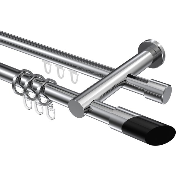Rundrohr-Innenlauf-Vorhangstangen Chrom, Aluminium / Metall 20 mm Ø Platon Verano, 2-läufig