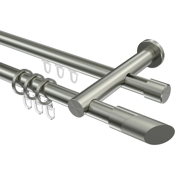 Rundrohr-Innenlauf Vorhangstange Edelstahl-Optik 20 mm Ø Platon Verano, 2-läufig