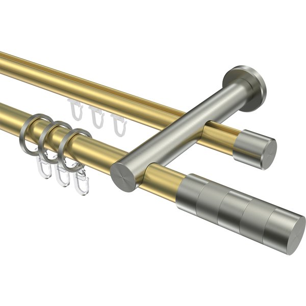 Rundrohr-Innenlaufstangen Messing-Optik / Edelstahl-Optik 20 mm Ø Platon Mavell, 2-läufig