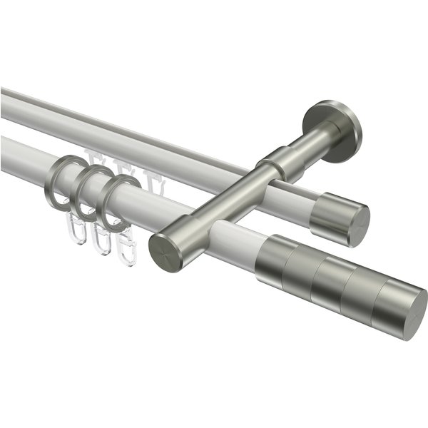 Rundrohr-Innenlauf-Vorhangstange Weiß / Edelstahl-Optik, Aluminium / Metall 20 mm Ø Prestige Mavell