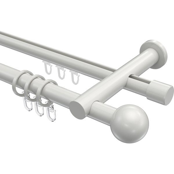 Rundrohr-Innenlauf-Gardinenstangen Weiß, Aluminium / Metall 20 mm Ø Platon Luino
