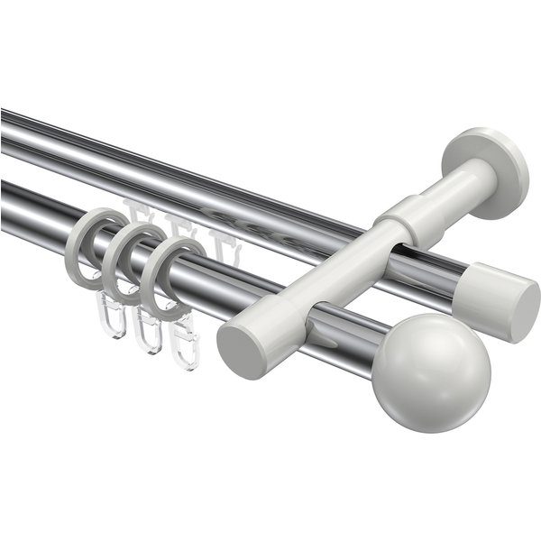 Rundrohr-Innenlaufstangen Chrom / Weiß, Aluminium / Metall 20 mm Ø Prestige Luino