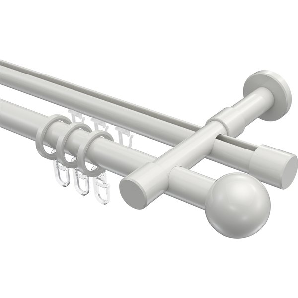 Rundrohr-Innenlauf-Gardinenstange Weiß, Aluminium / Metall 20 mm Ø Prestige Luino