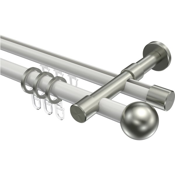 Rundrohr-Innenlaufstange Weiß / Edelstahl-Optik, Aluminium / Metall 20 mm Ø Prestige Luino