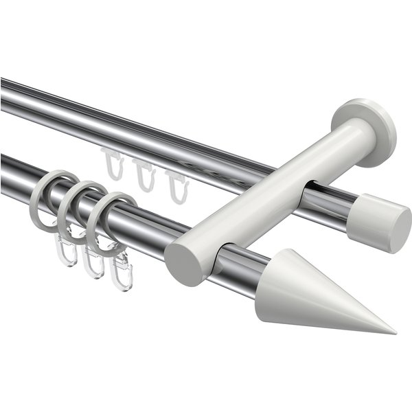 Rundrohr-Innenlauf-Vorhangstange Chrom / Weiß, Aluminium / Metall 20 mm Ø Platon Savio