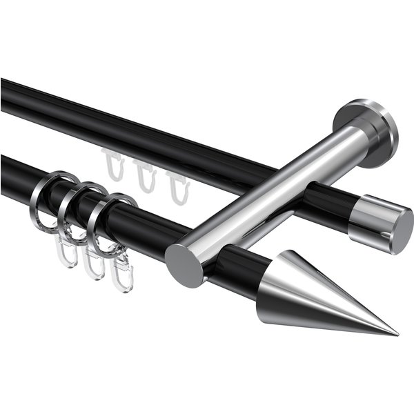 Rundrohr-Innenlauf-Vorhangstangen Schwarz / Chrom, Aluminium / Metall 20 mm Ø Platon Savio