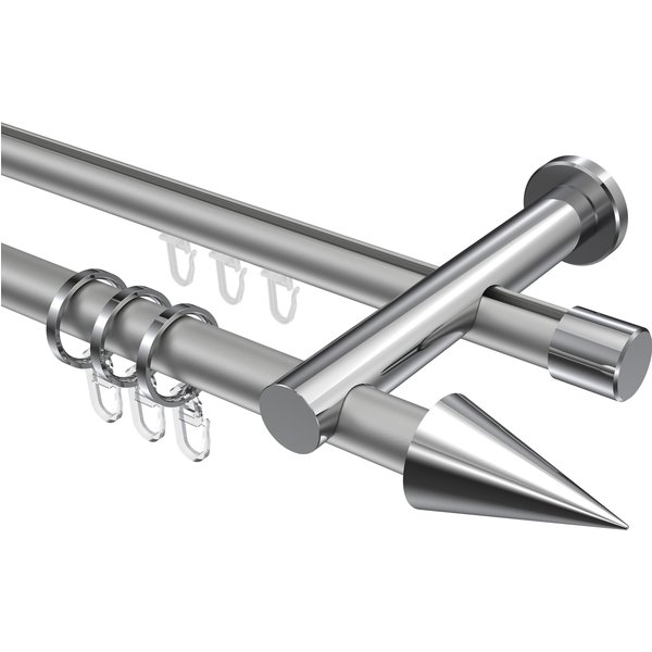 Vorhangstange mit Rohr / Innenlauf Silbergrau / Chrom, 2-läufig Aluminium / Metall 20 mm Ø Platon Savio