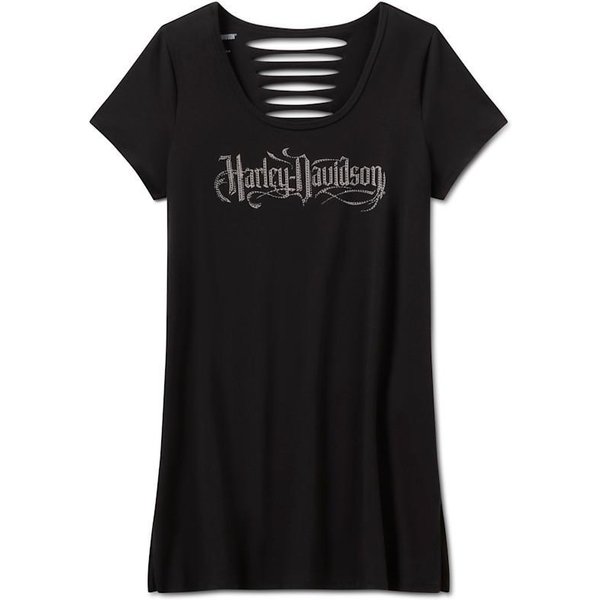 Harley Davidson Women's Bling Sabotage Short Sleeve Rip & Repair Tunic