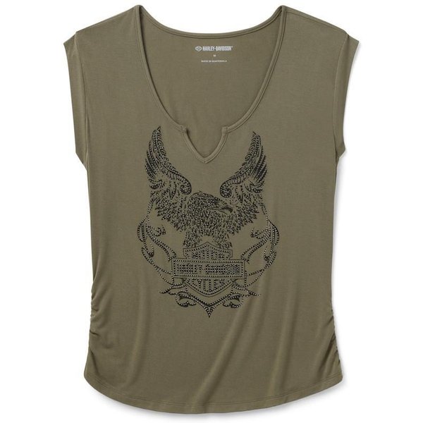 Harley Davidson Women's Bling H-D® Born to Fly Notch Neck Muscle Tee - Grape Leaf