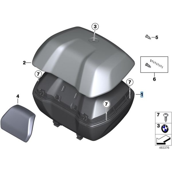 BMW Topcasedeckel Granitgrey für 49 Liter Topcase K50 K49