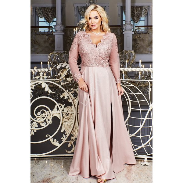 Pudrowo RóżOwa Sukienka Wieczorowa Plus Size - Carmen-image