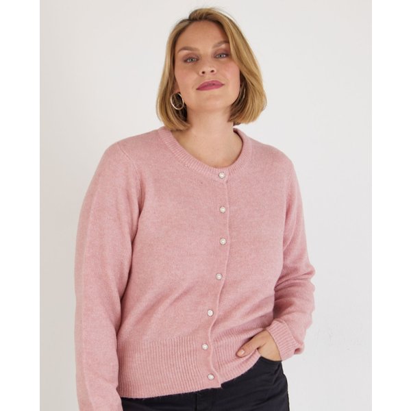 Cardigan in Rosa mit Schmuckknöpfen