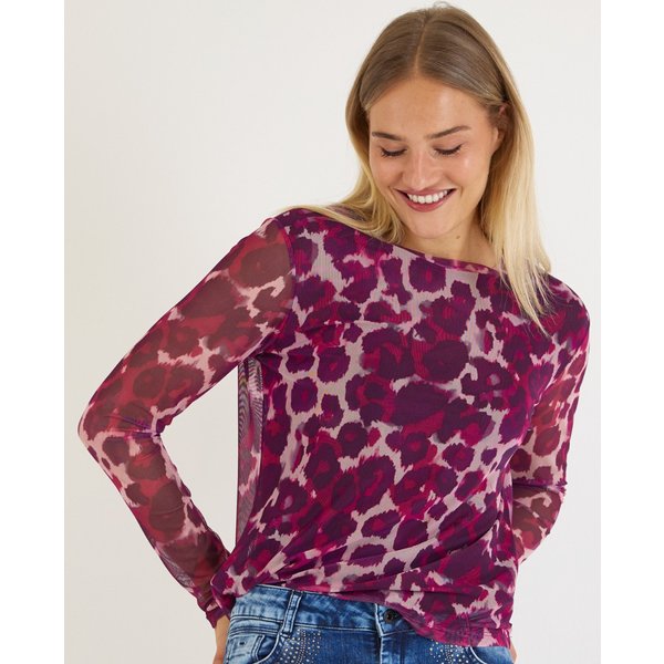 Mesh Shirt in Beere mit Leodruck