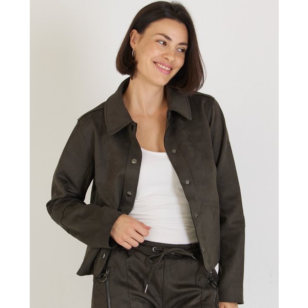 Blazer in Olive in Veloursleder-Optik