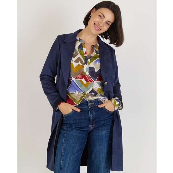 Longblazer mit Veloursleder-Optik