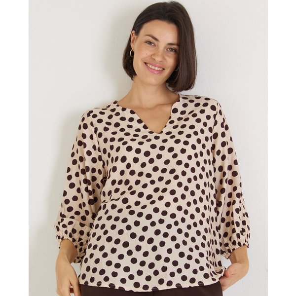 Gepunktete Bluse in Braun