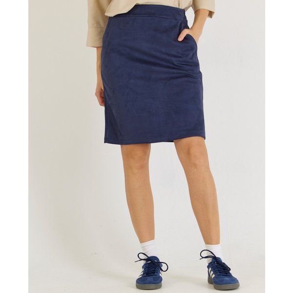 Blauer Rock in Veloursleder-Optik
