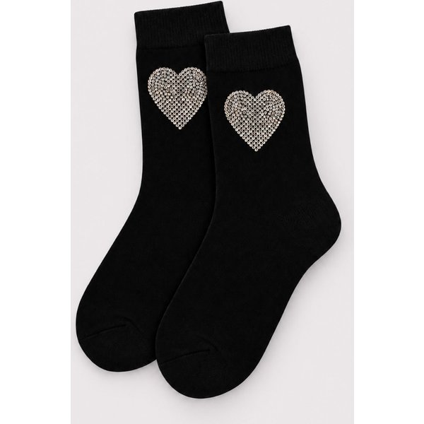 Socken mit Strassherz in Schwarz