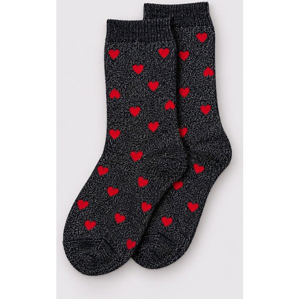 Glitzersocken mit Herzmuster in Schwarz