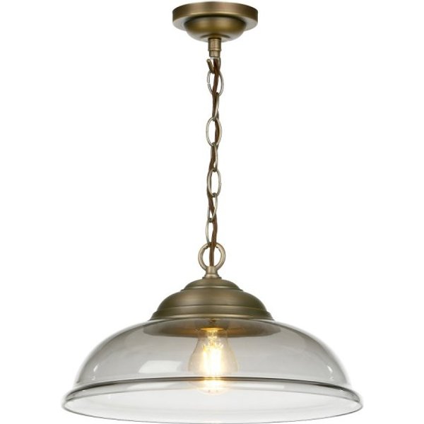David Hunt Lighting WEB0110 WEBSTER Single Ceiling Pendant Light In Antique Brass With Smoked Glass