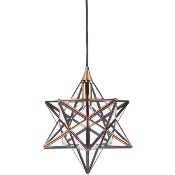 Dar ILA0175 Ilario 1 Light Star Lantern Pendant Light In Antique Brass