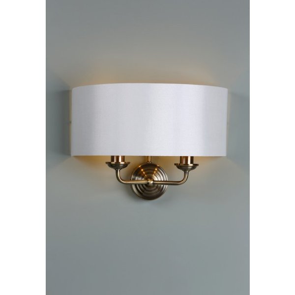 Laura Ashley Sorrento Antique Brass 2 Light Wall Light With Ivory Shade