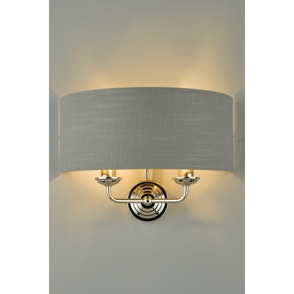 Laura Ashley Sorrento 2 Light Wall Light in Polished Nickel with Charcoal Shade