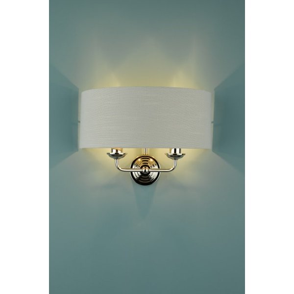 Laura Ashley Sorrento 2 Light Wall Light in Polished Nickel with Silver Shade