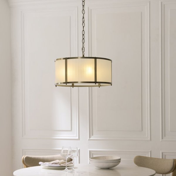 Endon 119458 Ridgeton 3 Light Ceiling Pendant Light In Antique Brass With Frosted Glass