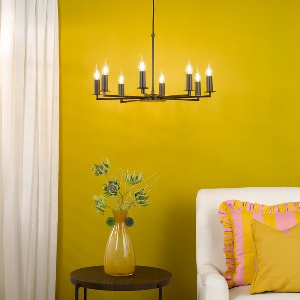 Tyler 8 Light Armed Ceiling Pendant Light In Matt Black Finish Fitting Only