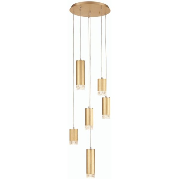Franklite FL2415-6 Cordelia 6 Light Cluster Ceiling Pendant Light In Satin Brushed Gold Finish