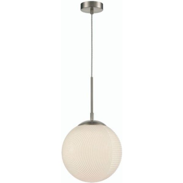 Franklite Zen 1 Light Globe Ceiling Pendant Light In Satin Nickel Finish PCH237