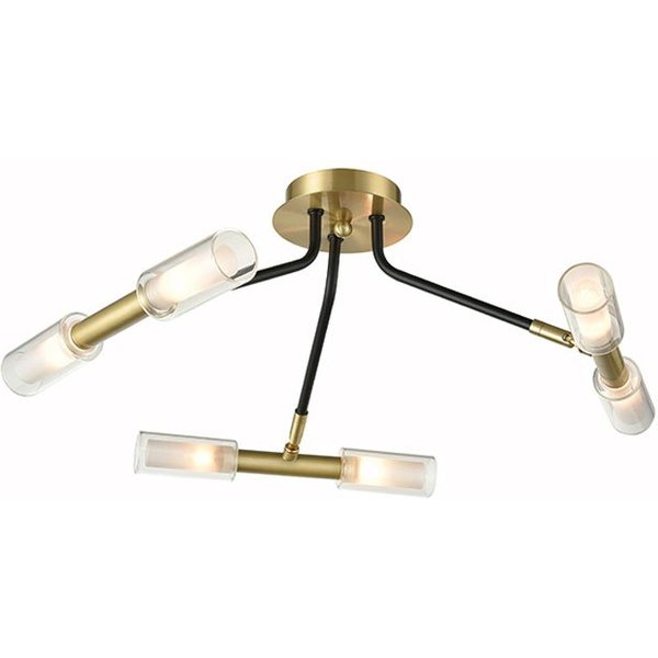 Franklite Petite 6 Light Flush Ceiling Light In Modern Black And Bronze Finish FL2435-6