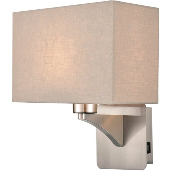 Franklite WB124/1180 Wall Light In Satin Nickel With USB Port And Shade W124/1180