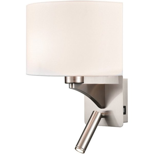 Franklite WB125/1182 Wall Light In Satin Nickel With Reading Light And Shade