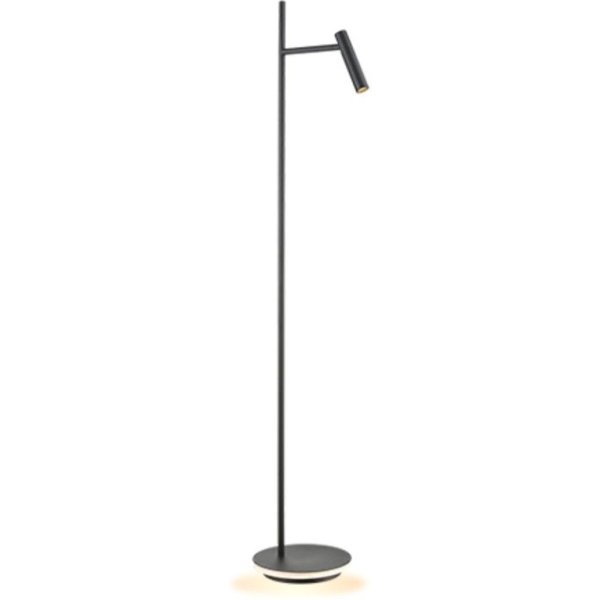 Franklite Leo Floor Lamp In Black Finish With Reading Light And Illumination Around The Base SL247
