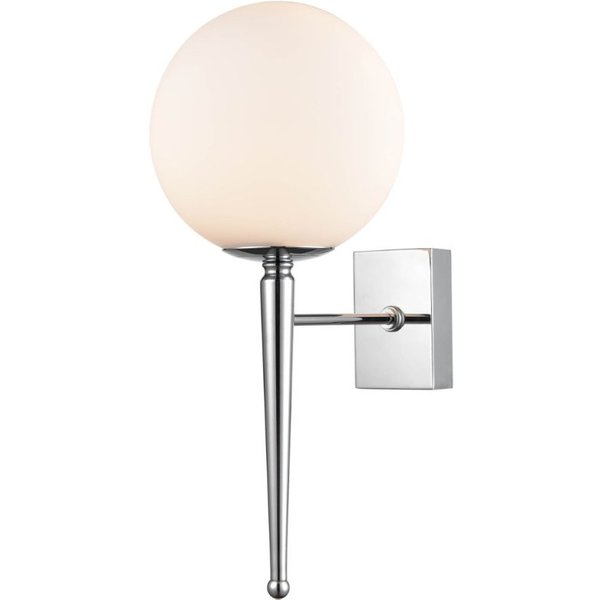 Franklite Globe Bathroom Wall Light In Chrome Finish With Opal Shade IP44 WB142