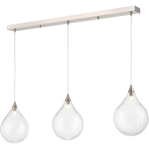Franklite Perry 3 Light Bar Ceiling Pendant Light With Clear Glasses FL2452-3-358